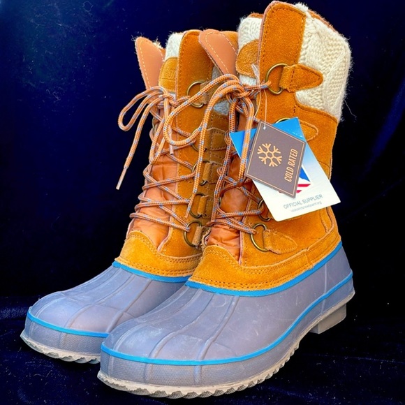 KHOMBU LEATHER MIX / RUBBER LACE UP SNOW / WINTER BOOTS - 9 - NWT ! ❄️ - Picture 2 of 12